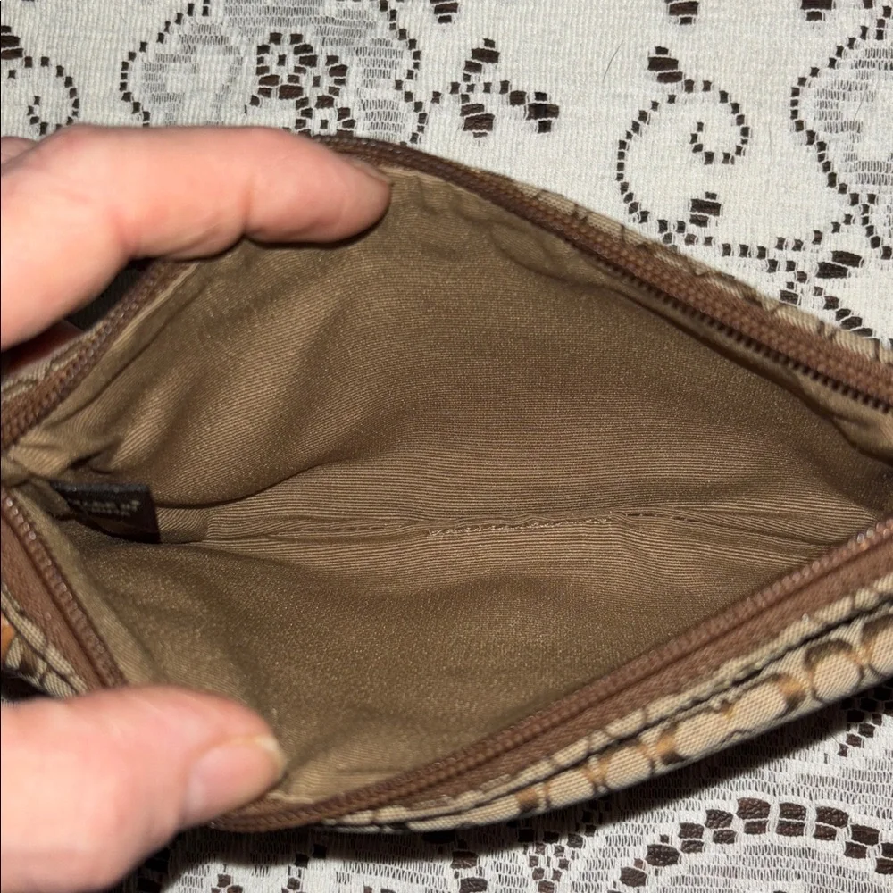 Coach  UPCYCLED soho buckle patches small c jaccard wristlet pouch